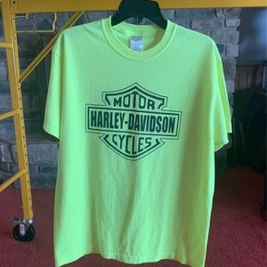 Like New - Lot of 2 Florescent Harley Davidson Large Jerzees T-Shirts